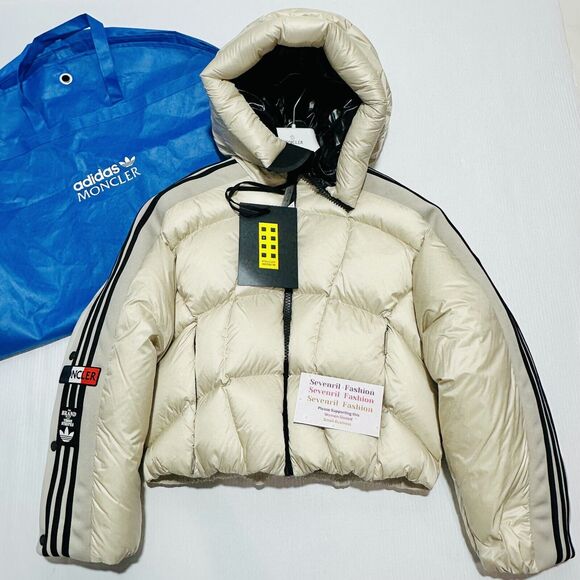Moncler X Adidas Fusine Short Down Jacket 0/ S White/Ivory Full Zip NWT $2155 - Picture 6 of 14
